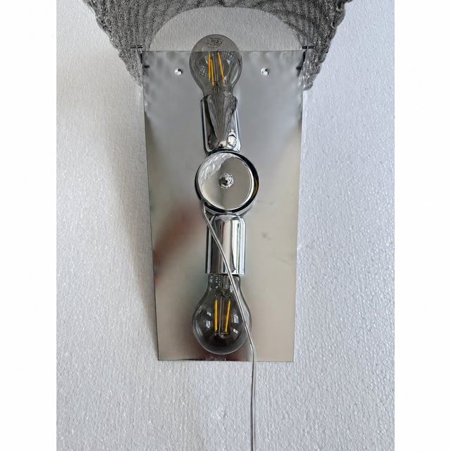 Mid-Century Modern Modern Italian Gray “Graniglia” Rhombus Murano Glass Sconces, Pair For Sale - Image 3 of 7