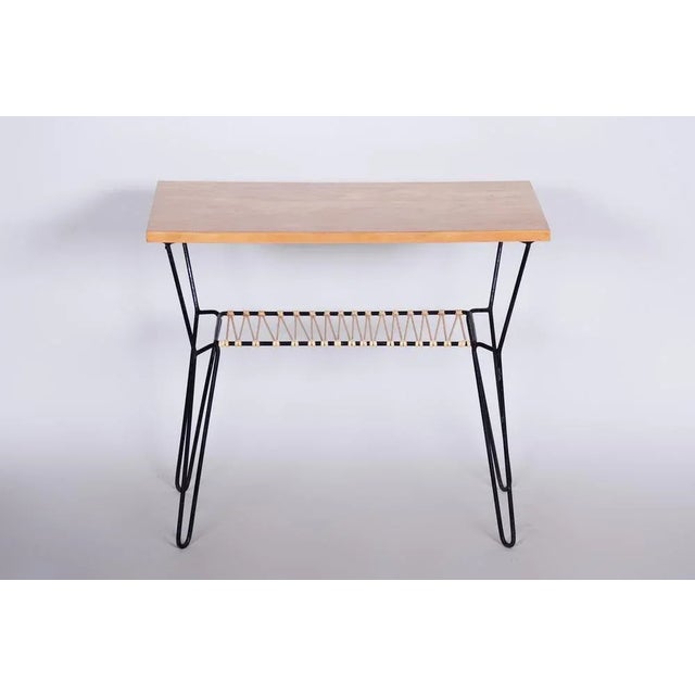 Set of Mid-Century Table with Stool in Beech and Steel, 1950s For Sale - Image 9 of 10