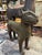 Pair of antique bronze leopard sculptures. Folk art from Benin, early 20th century. The royal leopard of Benin represents...