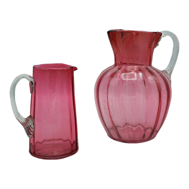 1930s Vintage Cranberry Glass Cordial Mixer Set For Sale