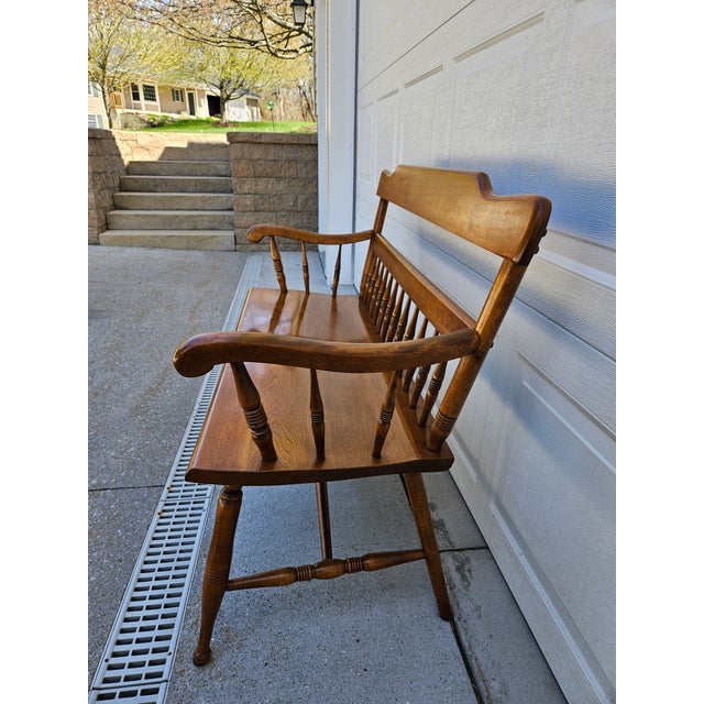 Wood Ethan Allen Heirloom Maple Bench - Two Seats For Sale - Image 7 of 12