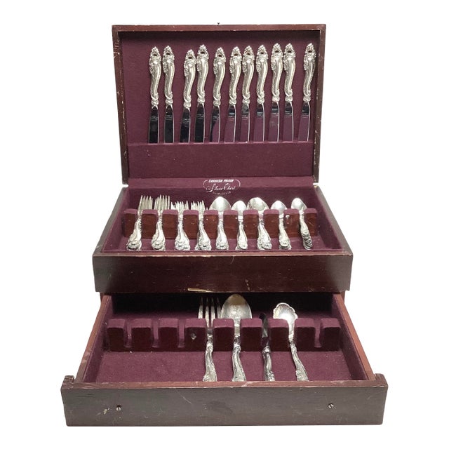 1950s Decor by Gorham Sterling Silver Flatware Set for 12 Service 75 Pieces For Sale