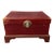 Mid 20th Century Red Leather Trunk on Wooden Stand For Sale