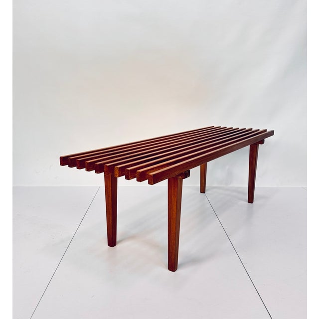 1960s Flower Bench or Side Table with Wooden Slats in Walnut, Germany, 1960s For Sale - Image 5 of 16