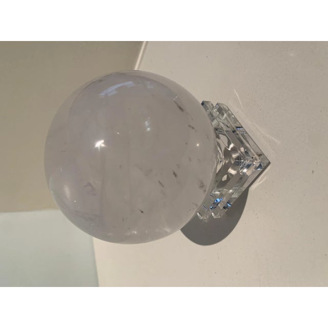 Contemporary Rock Crystal Ball on Stand Paper Weight For Sale - Image 3 of 9