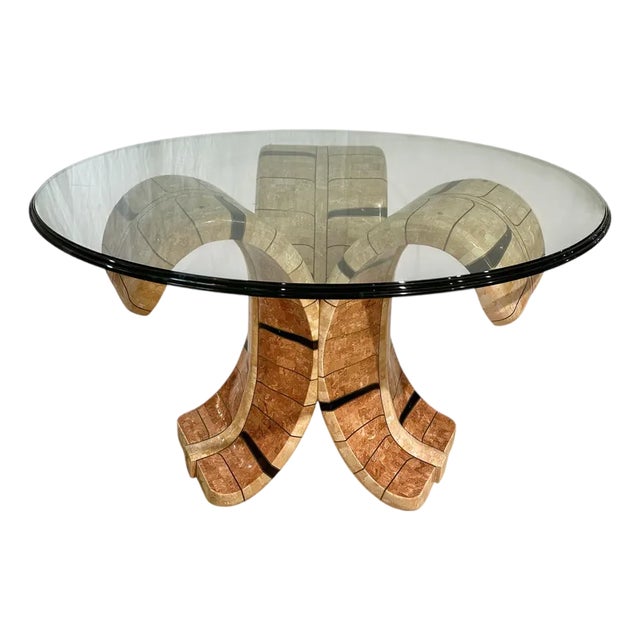 1980s Maitland Smith Tessellated Stone & Brass Dining Table For Sale