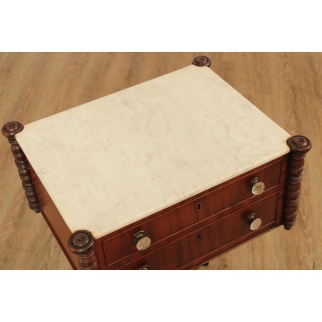 Wood Antique American Federal Period Mahogany Philadelphia Marble Top Work Table For Sale - Image 7 of 13