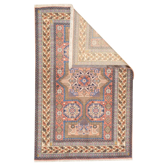 Semi-antique Persian rug from Ardebil, hand-knotted in wool. The design features traditional Persian motifs arranged...