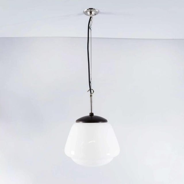 Vintage Mouth Blown Splayed Button Opaline Pendant Lamp, 1950s For Sale - Image 17 of 17