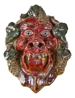 Bacchus Mask Sculpture in Ceramic attributed to Seminara Paolo Condurso