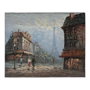Oil Painting Eiffel Tower Paris Attrib. To Caroline Burnett, Signed