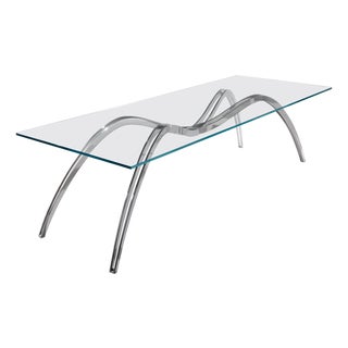 Small Spider Classic Dining Table in Glass and Steel by Barberini & Gunnell For Sale