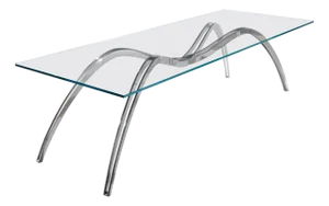 Small Spider Classic Dining Table in Glass and Steel by Barberini & Gunnell