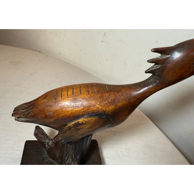 Antique Hand Carved Wood 19th Century Folk Art Shore Bird Statue Sculpture For Sale - Image 10 of 13