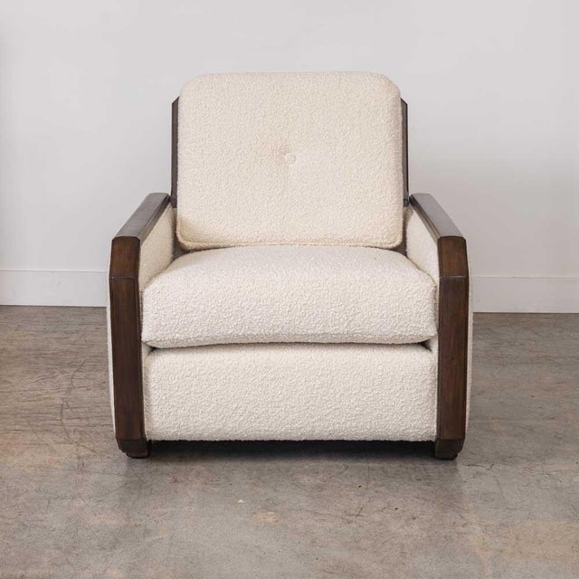 Art Deco Mid 20th Century French Art Deco Wood and Upholstered Chair For Sale - Image 3 of 13