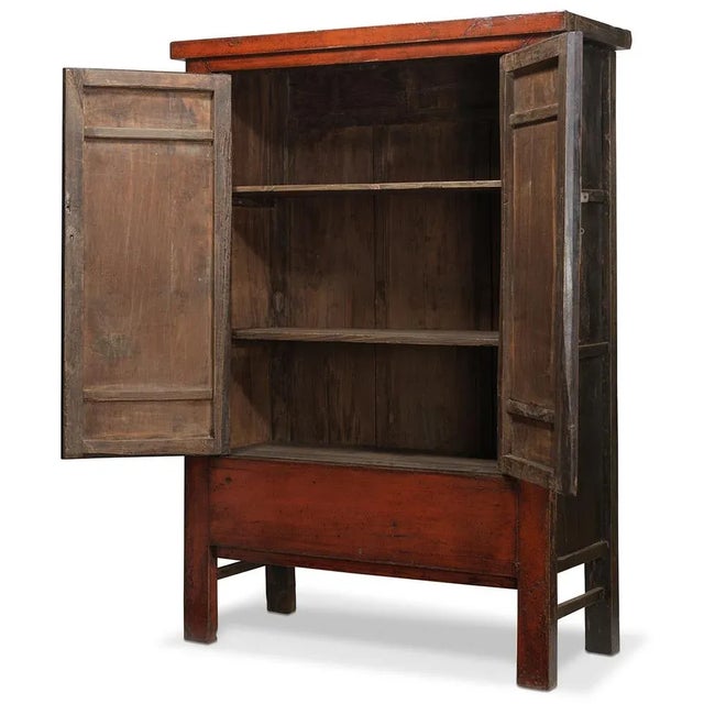 Antique Chinese Red Lacquered Wedding Cabinet For Sale - Image 4 of 9