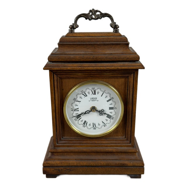 Vintage Wooden Fireplace Table Clock with Quartz Movement, 1960s For Sale