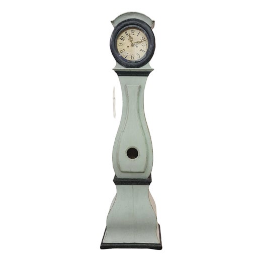 Swedish Mora Clock in Pale Blue, 1800s For Sale