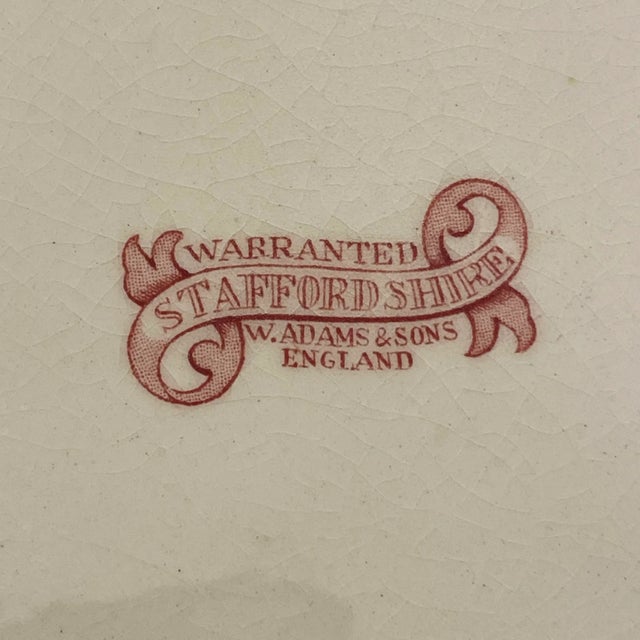 Ceramic 1890s Antique William Adams & Sons Red Willow Serving Platter For Sale - Image 7 of 8