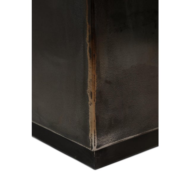 Set of Two (2) Mid-Century Modern Industrial Brutalist Cubes / End Tables / Pedestals in Patinaed Metal, Usa, C. 1970s For Sale - Image 16 of 17