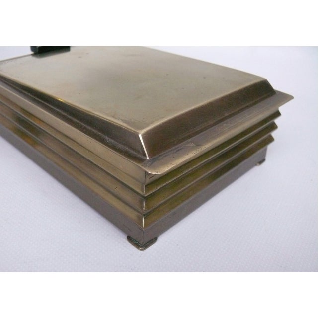 Art Deco Brass and Wood Lidded Tobacco Box, Germany, 1920s For Sale - Image 11 of 15