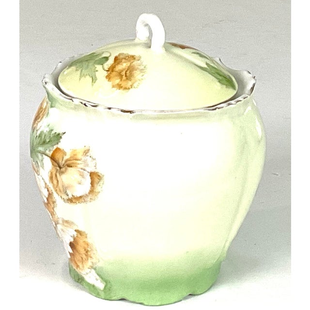 Ceramic Porzellanfabrik Tettau,Germany-Hand Painted, Embossed, Porcelain, Biscuit Jar Circa – 1880 to 1920 For Sale - Image 7 of 7