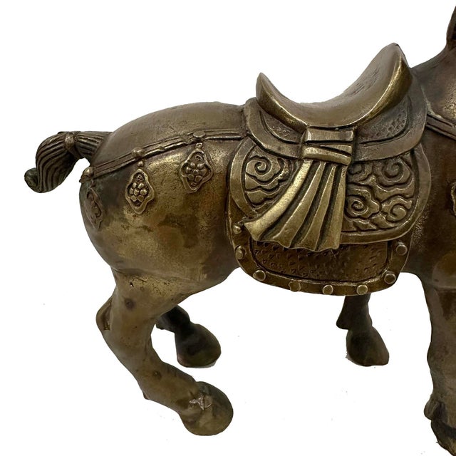 Mid 20th-Century Pair of Chinese Bronze Tang Horse Figurines For Sale - Image 9 of 11