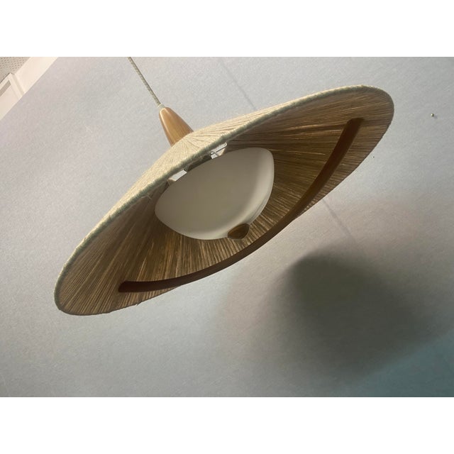 Mid-Century Modern Acrylic Glass & Sisal Hanging Lamp from Temde, 1960s For Sale - Image 3 of 18