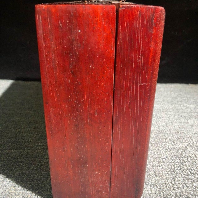 Vintage Chinese Rosewood Jewelry Box With Gemstone Inlay and Carved Medallion For Sale - Image 9 of 9
