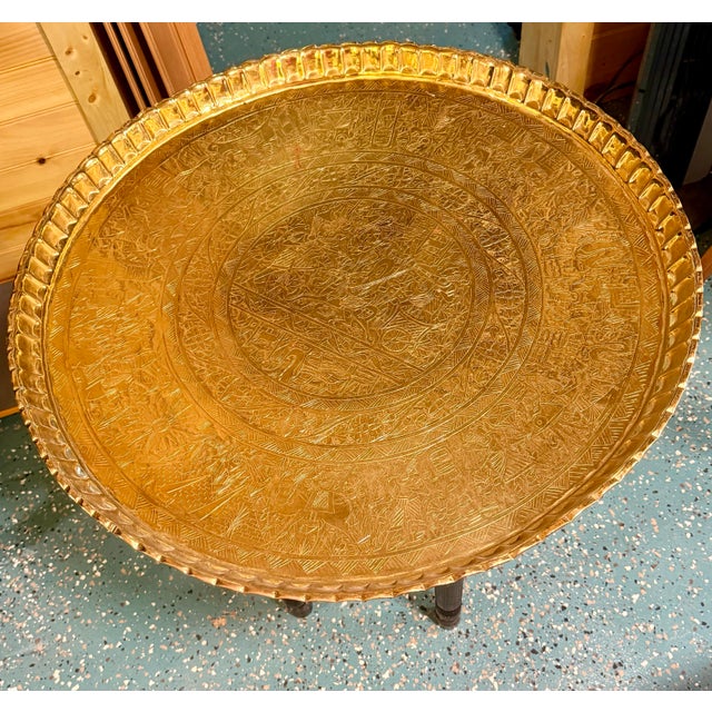 Early 20th Century Moorish-Style Brass Tray Table For Sale - Image 12 of 12