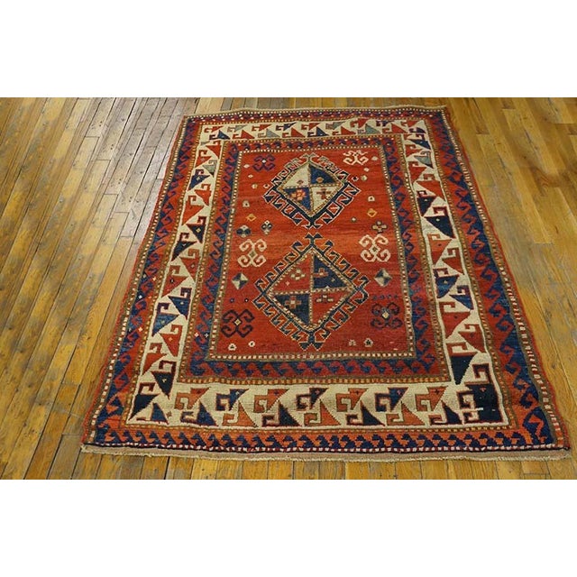 Antique Caucasian, Kazak rugs, size: 3' 9'' x 5' 2''. Antique Caucasian Wool Coral / Salmon Pink Hand Knotted Pile Rug,...