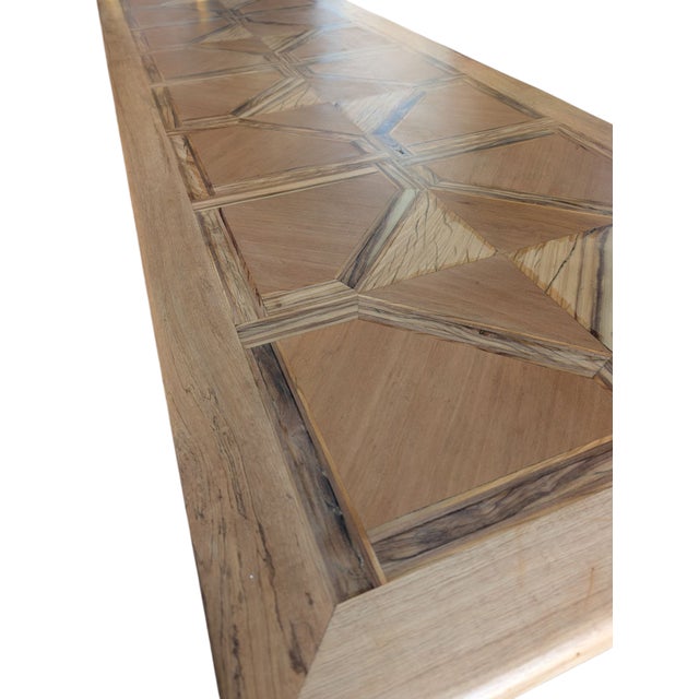 Handcrafted Table with Wood Inlays For Sale - Image 4 of 8