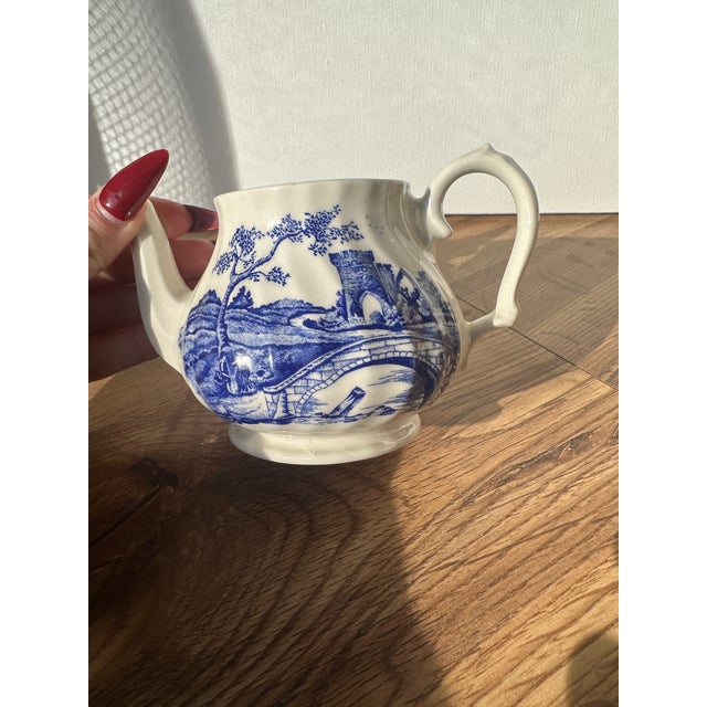 Asian 1970s Small Asian Ceramic Blue and White Teapot For Sale - Image 3 of 8