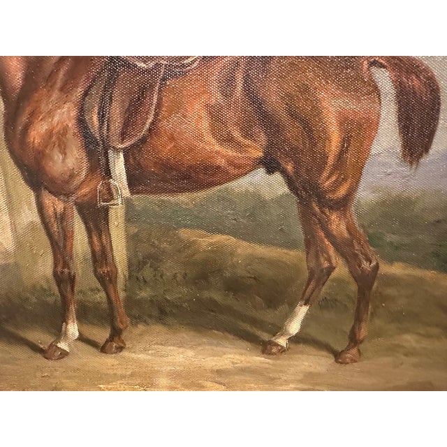 Brown Equestrian Portait in Handsome Giltwood Frame For Sale - Image 8 of 11
