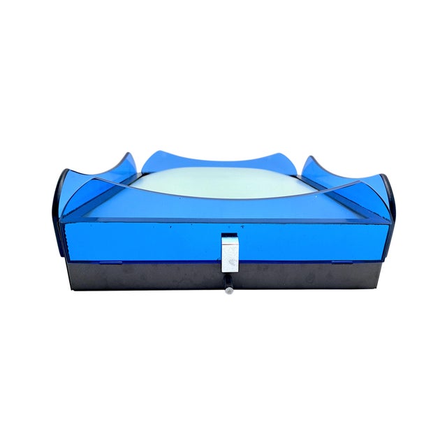 Blue Cut Glass Ceiling Lamp, Veca, 1970s For Sale - Image 4 of 13