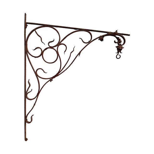 Antique Wrought Iron Canopy Brackets For Sale - Image 4 of 6