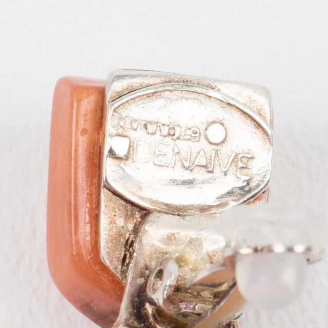 Dominique Denaive Orange Resin and Metal Dangle Clip Earrings For Sale In Atlanta - Image 6 of 9