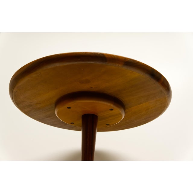 Mid 20th Century Mid Twentieth Century Modern Walnut Round Pedestal Side Table For Sale - Image 5 of 9