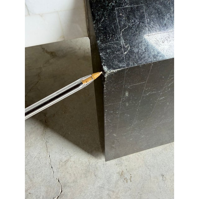 1980’s Postmodern Tessellated Stone and Chrome Geometric Coffee Table For Sale - Image 11 of 12