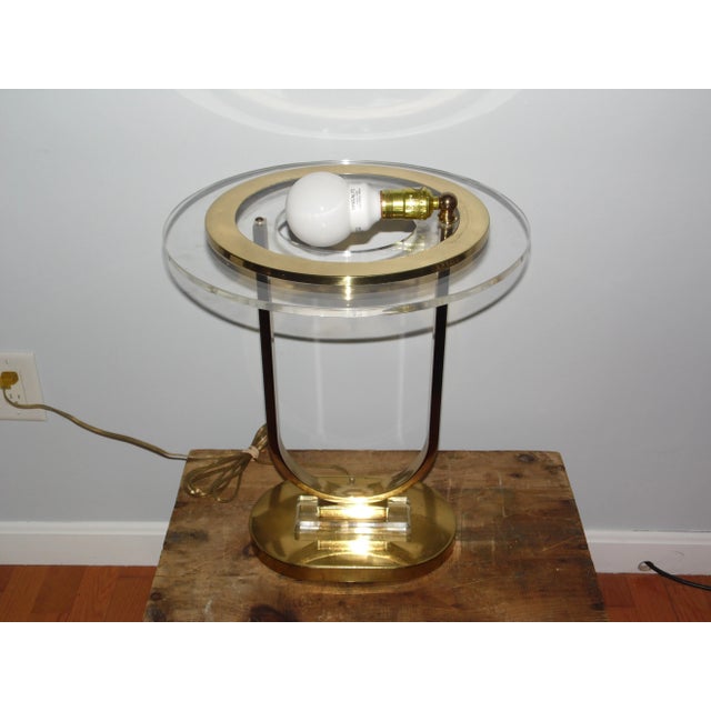 Vintage Mid Century Modern Space Age Clover Lamp Co. Brass and Lucite Lamp For Sale - Image 13 of 13