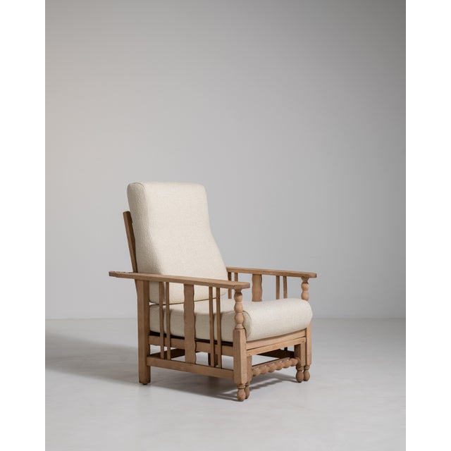 French Oak Reclining Armchair with Pull-Out Footrest, Antique, France, Circa 1940 For Sale - Image 16 of 18