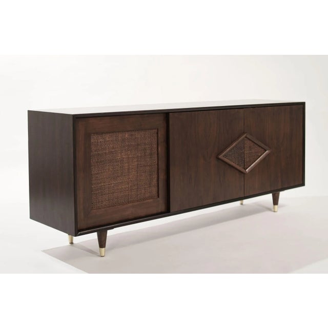 Wood Mid Century Modern Dark Walnut Credenza, C. 1950s For Sale - Image 7 of 13