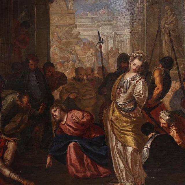 An important Italian painting from the late 16th century. This oil on canvas artwork, attributed to the great Venetian...