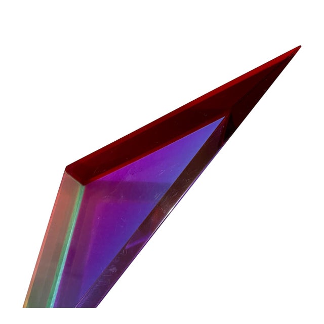 Vasa Velizar Mihich, Hand Signed Dated 1993 Colorful Acrylic Vasa Laminated Lucite Triangle Sculpture, 1993 For Sale - Image 15 of 18