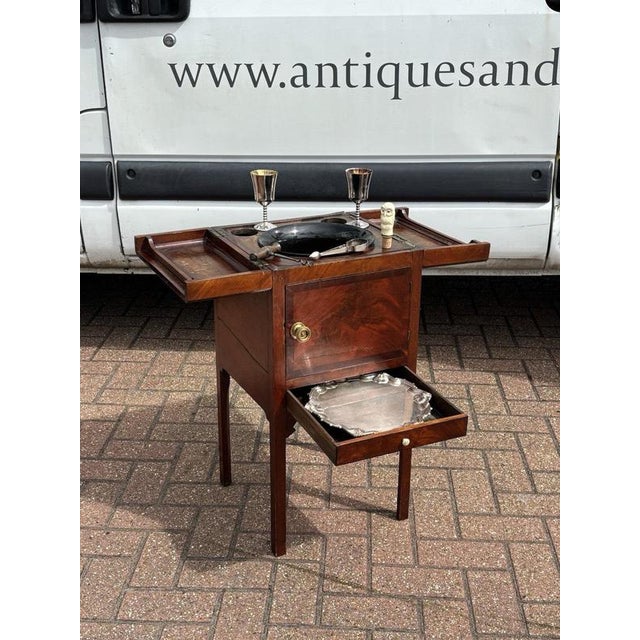 Georgian Mahogany Wine Cooler with Ice Bucket, Tray, Goblets, Corkscrew and Tongs, Set of 5 For Sale - Image 6 of 18