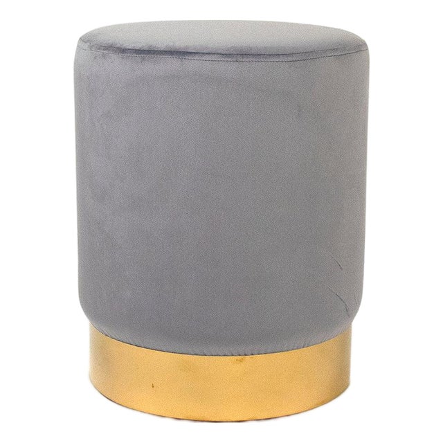 Harlow Blue Velvet Stool with Gold Base For Sale