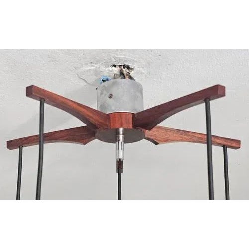 Mid-Century Modern Teak, Rosewood and Crystal Spider or Cascade Chandelier, 1960s For Sale - Image 4 of 8