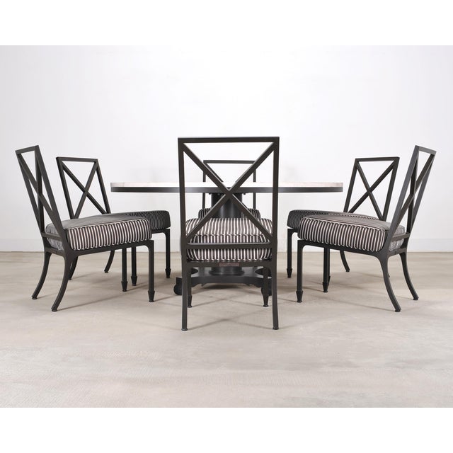Neoclassical McKinnon and Harris Stone Top Dining Table and Six Dining Chairs For Sale - Image 3 of 18