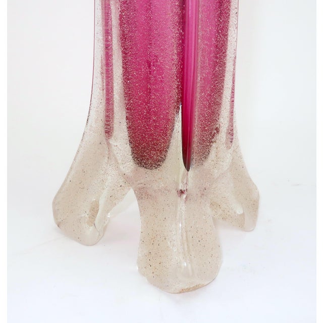 Contemporary Neal Drobnis Sand Cast Magenta Art Glass Vase, 1997 For Sale - Image 3 of 18