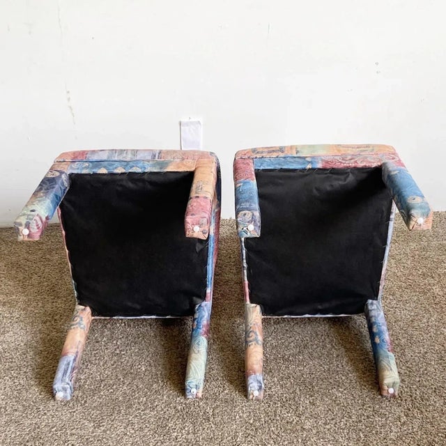 Textile Postmodern Multi Colored Parsons Dining Chairs - Set of 6 For Sale - Image 7 of 9